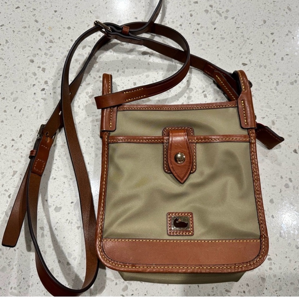 Dooney & Bourke Olive and Chestnut Nylon Crossbody Bag